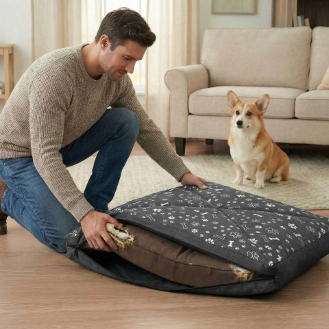 Pokrowiec dla Psa KOSTKI ŁAPKI DOGGURU 70X50 Szary