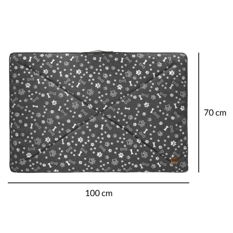 Pokrowiec dla Psa KOSTKI ŁAPKI DOGGURU 100X70 Szary