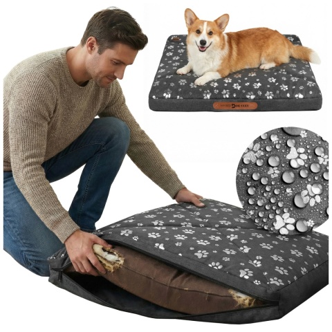 Pokrowiec dla Psa SREBRNE ŁAPKI DOGGURU 70x50 cm Szary