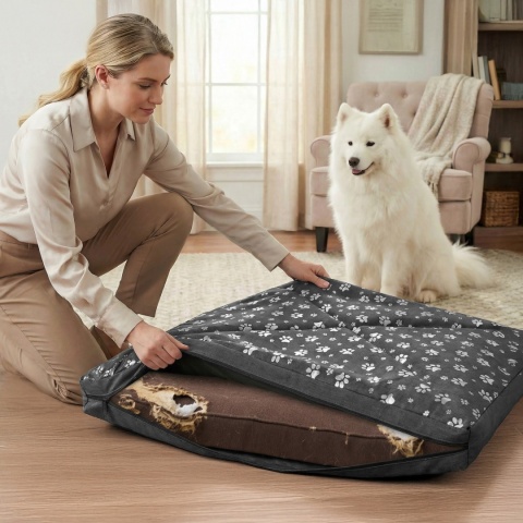 Pokrowiec dla Psa SREBRNE ŁAPKI DOGGURU 120X70 Szary