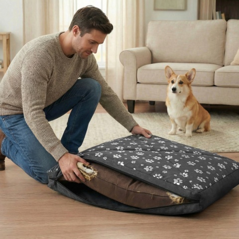 Pokrowiec dla Psa SREBRNE ŁAPKI DOGGURU 120X70 Szary