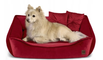 Sofa Kanapa Dla Psa i Kota 70x50 cm L VELVET - Bordowa + Poduszki