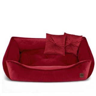 Sofa Kanapa Dla Psa i Kota 70x50 cm L VELVET - Bordowa + Poduszki