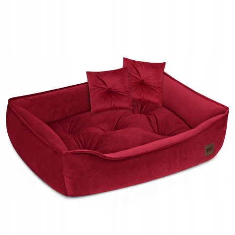 Sofa Kanapa Dla Psa i Kota 70x50 cm L VELVET - Bordowa + Poduszki