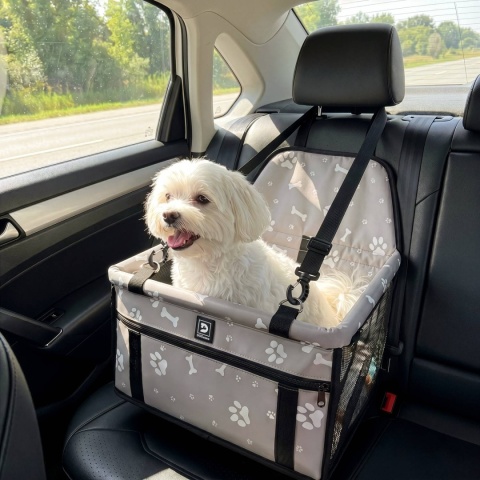 Fotelik Samochodowy Ochronny Puppy Ride 41x35x24 cm DOGGURU - Szary