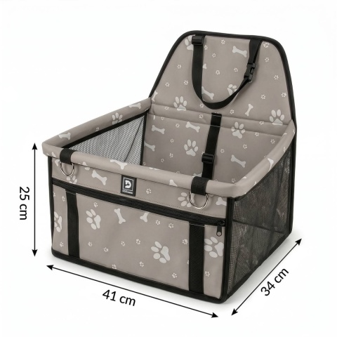 Fotelik Samochodowy Ochronny Puppy Ride 41x35x24 cm DOGGURU - Szary