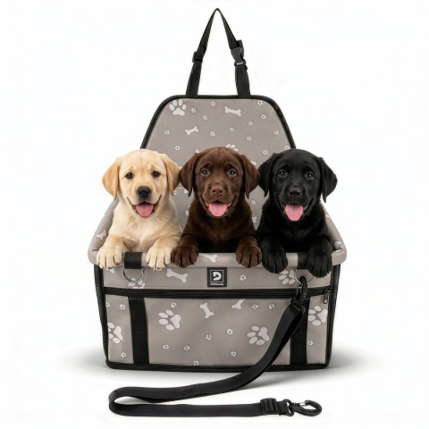 Fotelik Samochodowy Ochronny Puppy Ride 41x35x24 cm DOGGURU - Szary