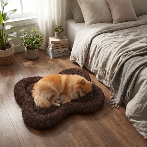 Legowisko Dla Psa 80x50 cm PLUSHY BED Brązowy