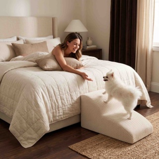 Schody Dla Psa DOGGURU 2 stopnie - 50x30x30 cm - Beż
