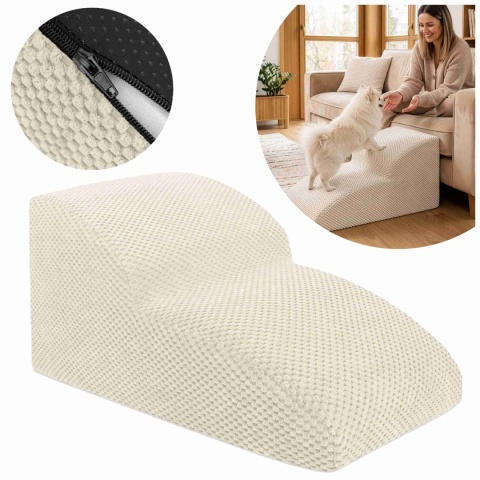 Schody Dla Psa DOGGURU 2 stopnie - 50x30x30 cm - Beż