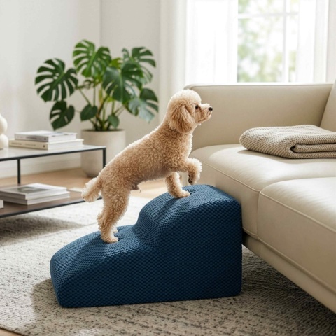 Schody Dla Psa DOGGURU 2 stopnie - 50x30x30 cm - Granat