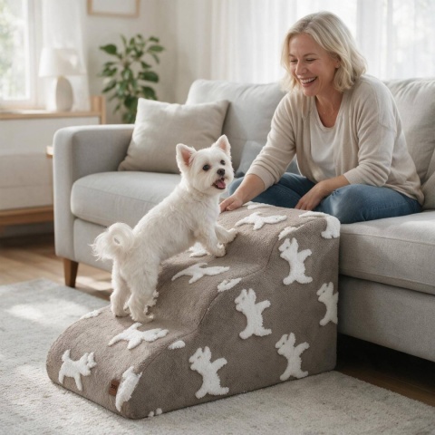 Schody Dla Psa Łagodne DOGGURU 3 stopnie Bellu - 60x30x40 cm
