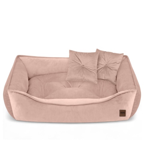 Sofa Kanapa Dla Psa i Kota 70x50 cm L VELVET - Róż + Poduszki