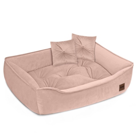 Sofa Kanapa Dla Psa i Kota 70x50 cm L VELVET - Róż + Poduszki