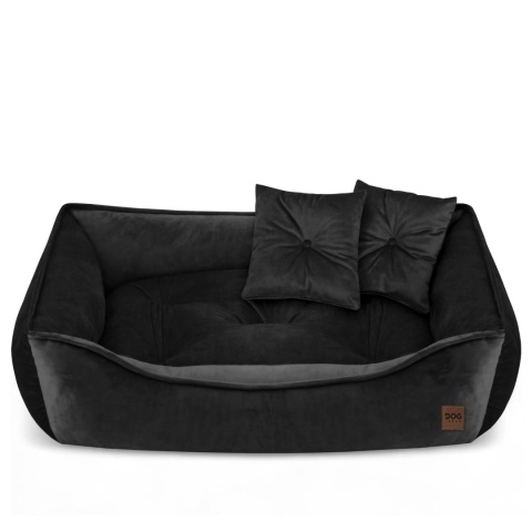 Sofa Kanapa Dla Psa i Kota 70x50 cm L VELVET - Czarny + Poduszki