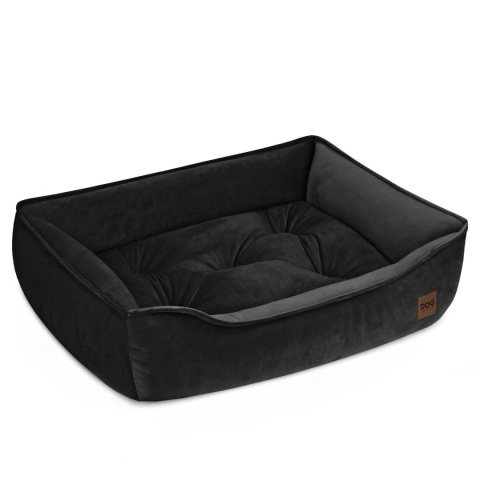 Sofa Kanapa Dla Psa i Kota 70x50 cm L VELVET - Czarny + Poduszki