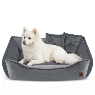 Sofa Kanapa Dla Psa i Kota 70x50 cm L VELVET - Szary + Poduszki