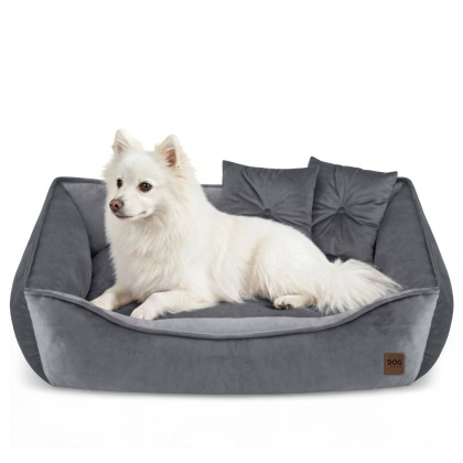 Sofa Kanapa Dla Psa i Kota 70x50 cm L VELVET - Szary + Poduszki