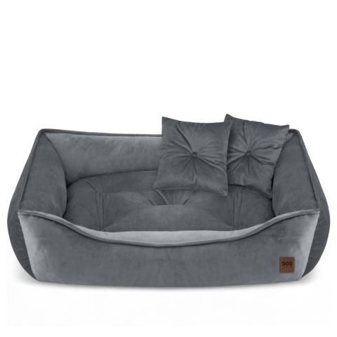 Sofa Kanapa Dla Psa i Kota 70x50 cm L VELVET - Szary + Poduszki