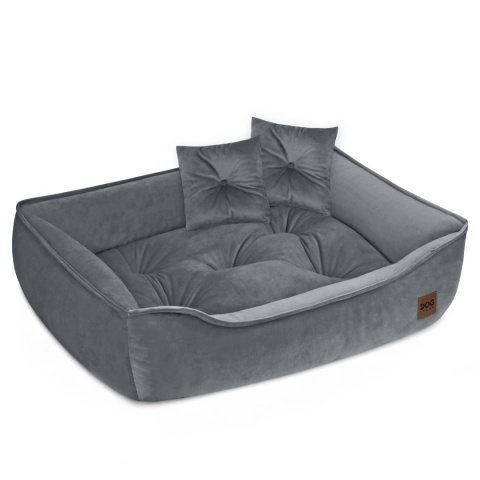 Sofa Kanapa Dla Psa i Kota 70x50 cm L VELVET - Szary + Poduszki