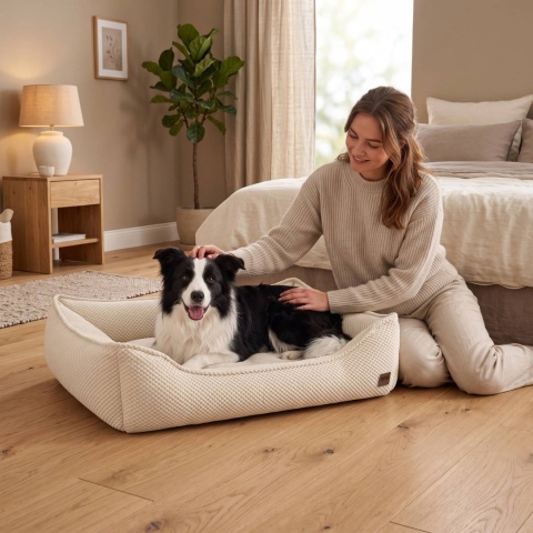 Sofa Kanapa Dla Psa i Kota 90x60 cm XL FRANCO - Beż + Poduszki