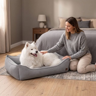 Sofa Kanapa Dla Psa i Kota 90x60 cm XL FRANCO - Szary + Poduszki