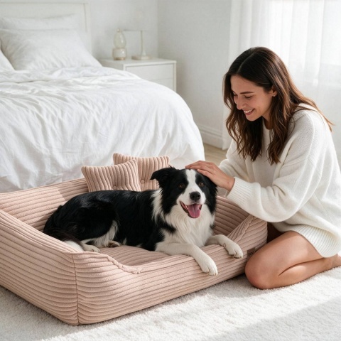 Sofa Kanapa Dla Psa i Kota 90x60 cm XL MARCO - Róż + Poduszki