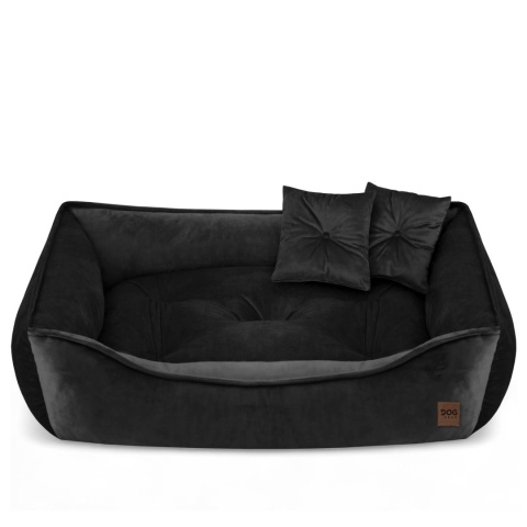 Sofa Kanapa Dla Psa i Kota 90x60 cm XL VELVET - Czarny + Poduszki