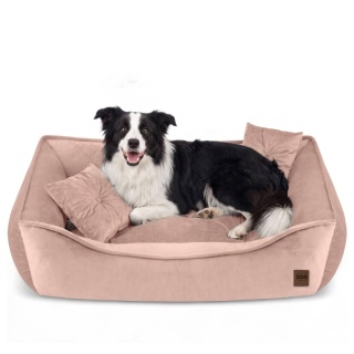 Sofa Kanapa Dla Psa i Kota 90x60 cm XL VELVET - Róż + Poduszki