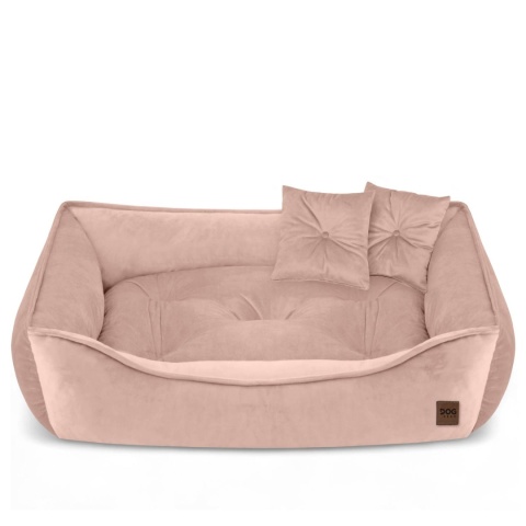 Sofa Kanapa Dla Psa i Kota 90x60 cm XL VELVET - Róż + Poduszki