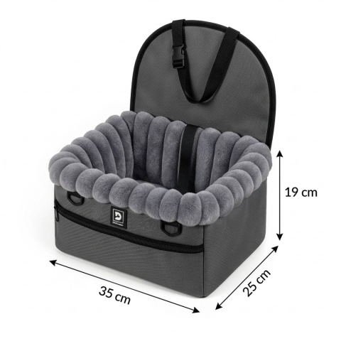 Fotelik Samochodowy Ochronny Pet Cruiser 35×25×19cm DOGGURU - Szary
