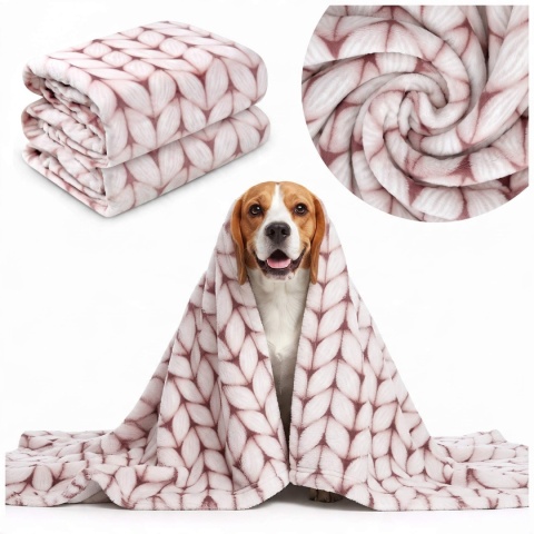 Koc Dwustronny Dla Psa/Kota miękki DOGGURU WoolyOne 150x100 cm - Różowy