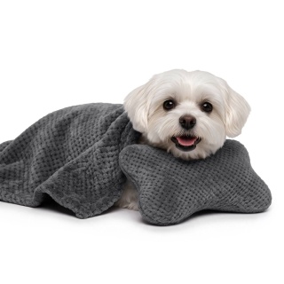 Komplet Koc + Poduszka Dla Psa/Kota Kostka 70x50 Cm Grafit