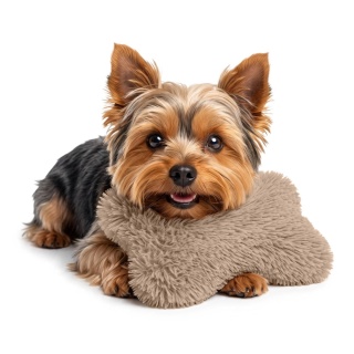 Poduszka Dla Psa Kota kość shaggy DOGGURU 25x20 cm - Beżowa