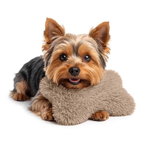 Poduszka Dla Psa Kota kość shaggy DOGGURU 25x20 cm - Beżowa